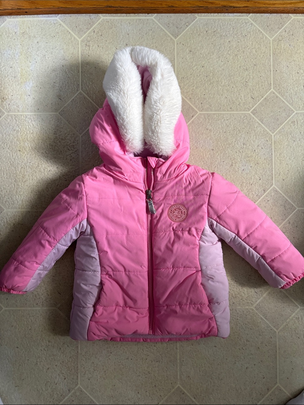 ZeroXposur - Pink Kids Winter Puffer Jacket with Faux Fur Hood